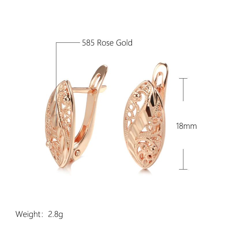 Fashionable 585 Rose Gold Floral Drop Earrings for Brides and Special Occasions