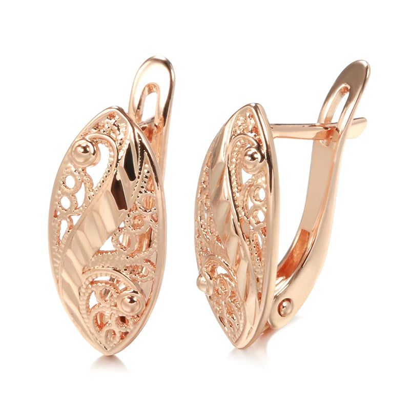 Fashionable 585 Rose Gold Floral Drop Earrings for Brides and Special Occasions