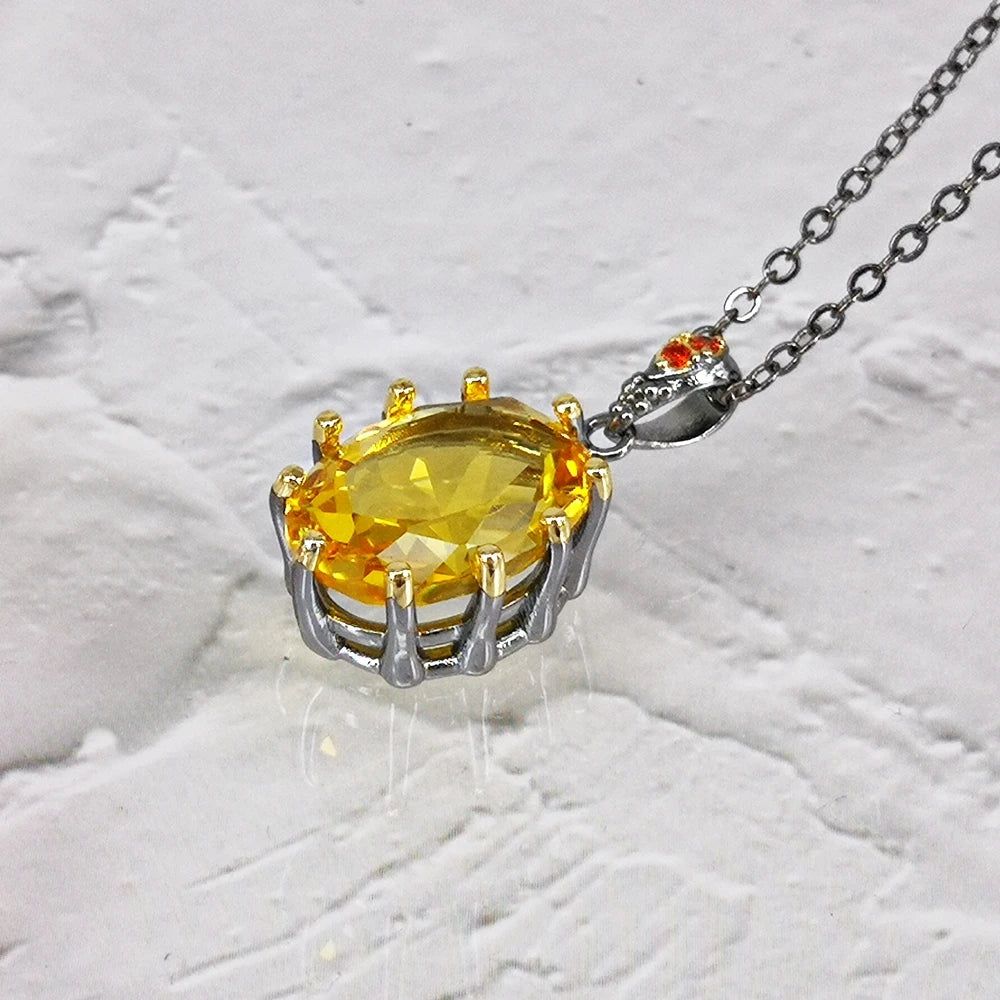 Fashionable Golden Zirconia Egg Pendant Necklace with Dazzling Pronged Design