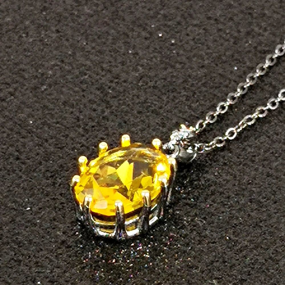 Fashionable Golden Zirconia Egg Pendant Necklace with Dazzling Pronged Design