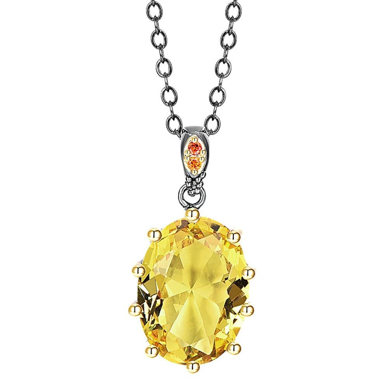 Fashionable Golden Zirconia Egg Pendant Necklace with Dazzling Pronged Design