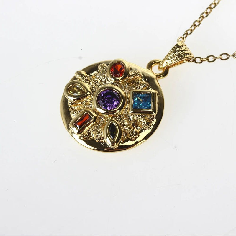 Fashionable Infinity Zircon Pendant Necklace in Dazzling Gold with Six Stone Bezel Setting