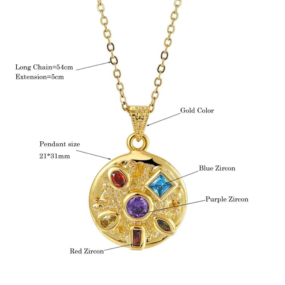 Fashionable Infinity Zircon Pendant Necklace in Dazzling Gold with Six Stone Bezel Setting