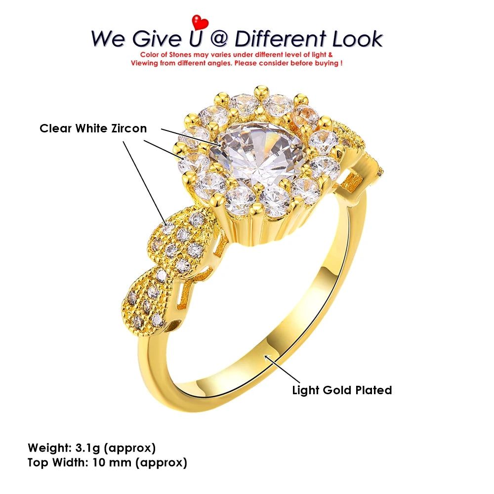 Fashionable Light Gold Crown Zircon Bridal Ring Set