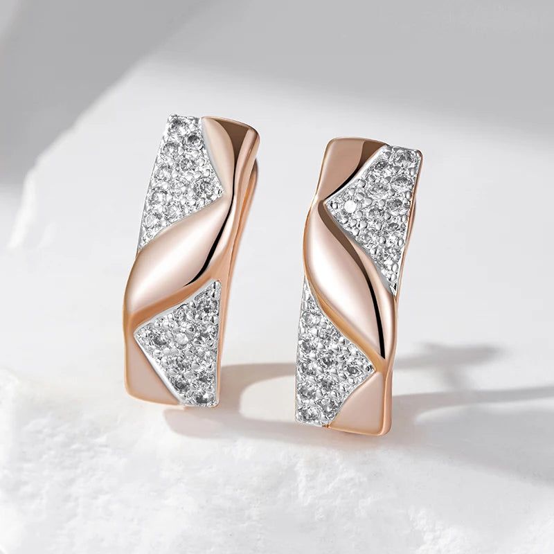 Fashionable Vintage Zircon Drop Earrings in 585 Rose Gold and Silver Setting