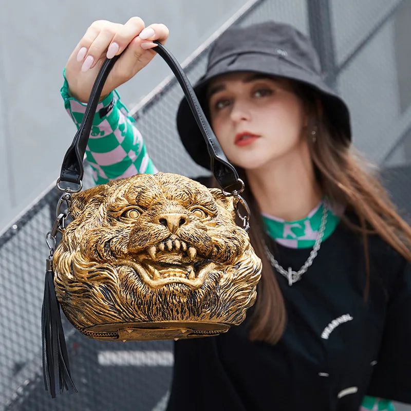 Fierce Fashion: 3D Tiger Head Women's Crossbody Handbags and Shoulder Bags