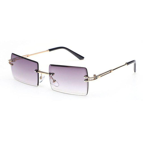 Frameless Rimless Gradient Color Lens Rectangle Sunglasses