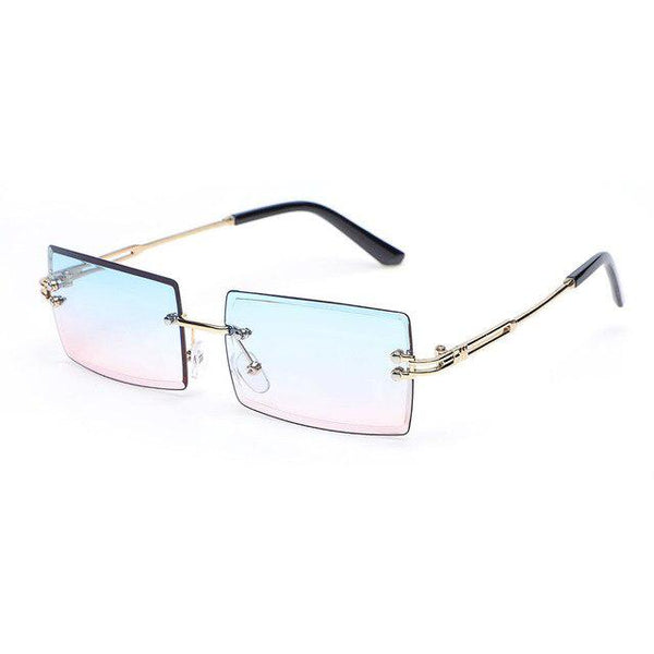Frameless Rimless Gradient Color Lens Rectangle Sunglasses