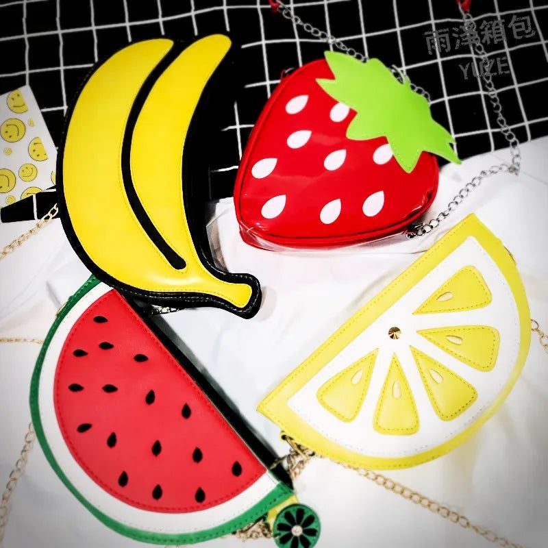 Fruity Fun Handbag: Watermelon & Banana Shaped Crossbody Bag for Women