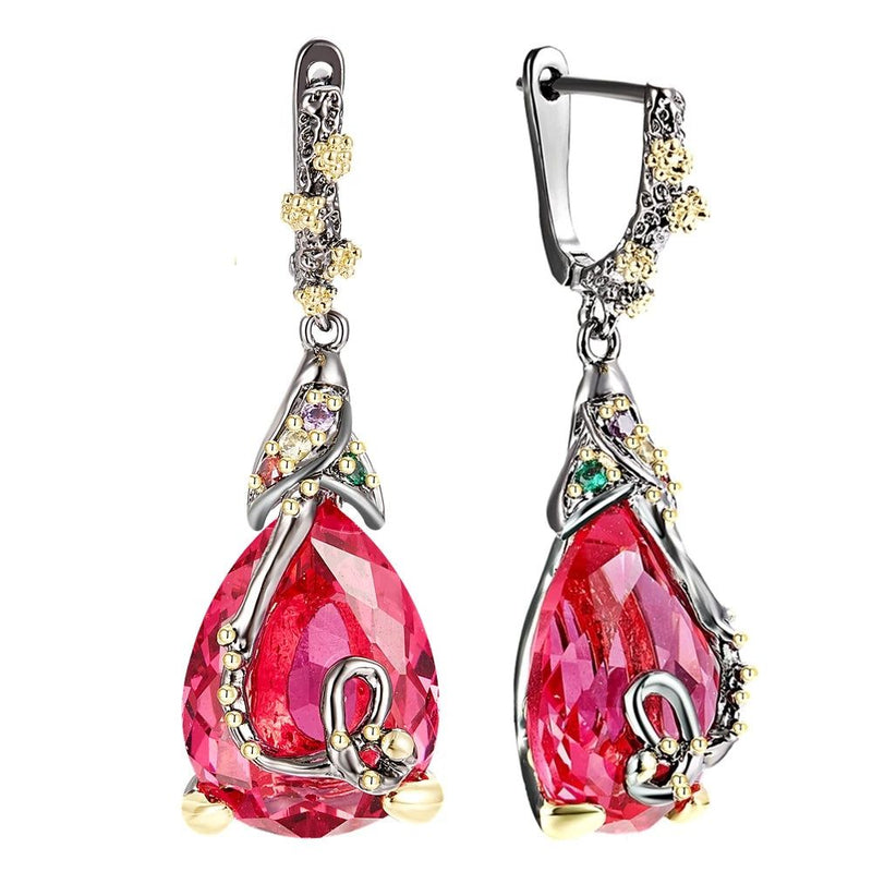 Fuchsia Baroque Drop Earrings - Elegant Fashion Statement Jewelry