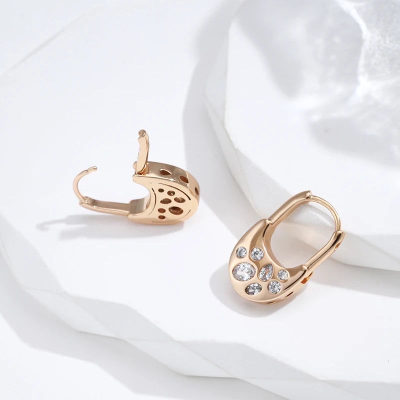 Geometric Dangle Earrings in 585 Rose Gold with Natural Zircon Accents