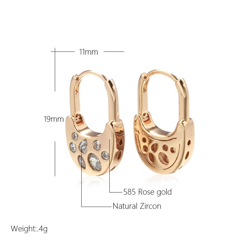 Geometric Dangle Earrings in 585 Rose Gold with Natural Zircon Accents