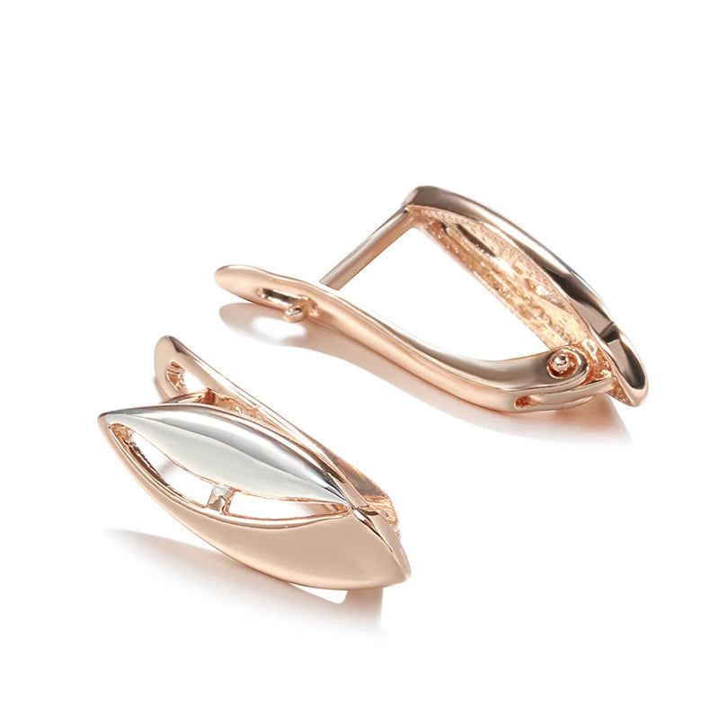 Geometric Elegance: Vintage 585 Rose Gold Drop Earrings with Cubic Zirconia