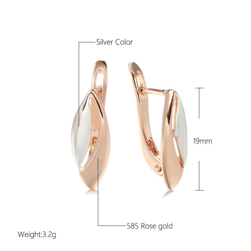 Geometric Elegance: Vintage 585 Rose Gold Drop Earrings with Cubic Zirconia