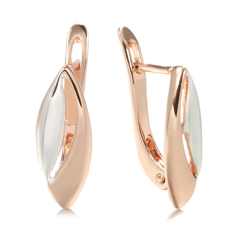 Geometric Elegance: Vintage 585 Rose Gold Drop Earrings with Cubic Zirconia