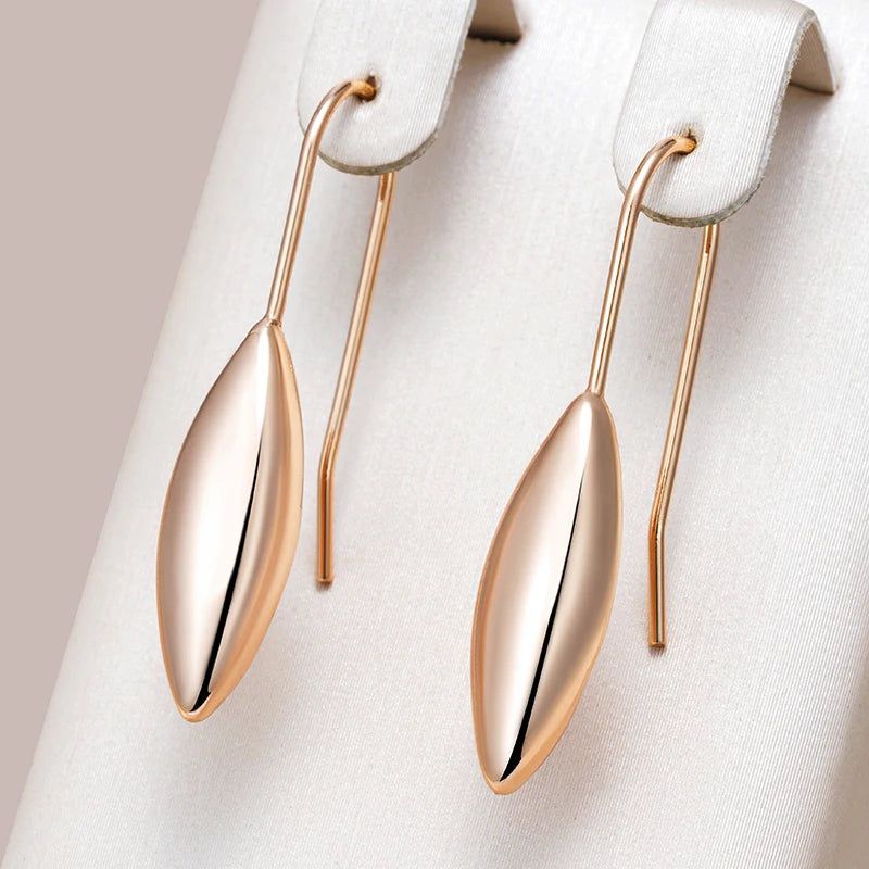 Geometric Hollow Floral Long Drop Earrings in 585 Rose Gold - Trendy Fashion Jewelry