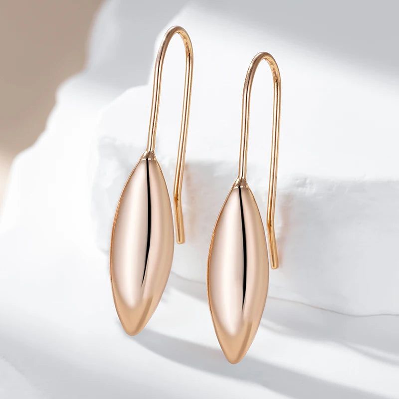 Geometric Hollow Floral Long Drop Earrings in 585 Rose Gold - Trendy Fashion Jewelry