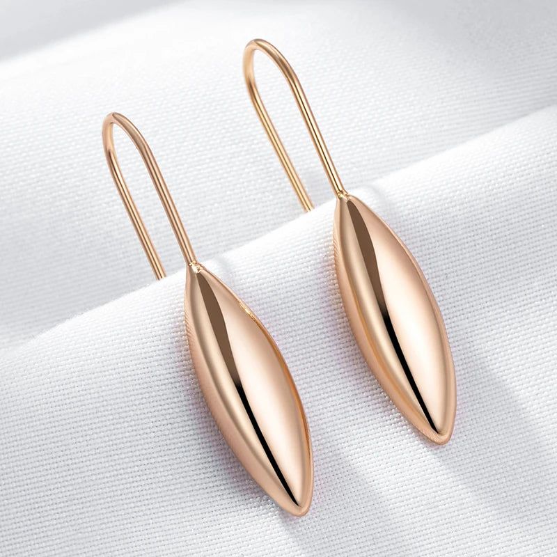 Geometric Hollow Floral Long Drop Earrings in 585 Rose Gold - Trendy Fashion Jewelry