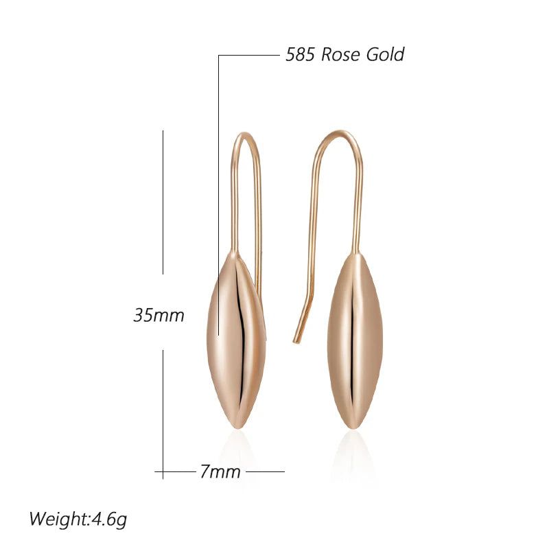 Geometric Hollow Floral Long Drop Earrings in 585 Rose Gold - Trendy Fashion Jewelry