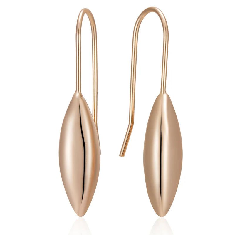 Geometric Hollow Floral Long Drop Earrings in 585 Rose Gold - Trendy Fashion Jewelry