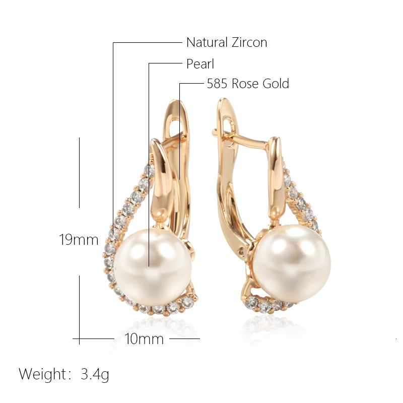 Geometric Pearl Elegance: 585 Rose Gold Bridal Earrings for Timeless Occasions