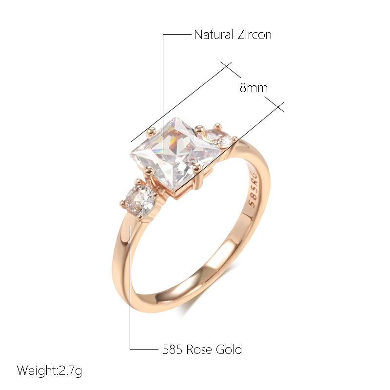 Geometric Rose Gold Cocktail Ring with Natural Zircon Accents