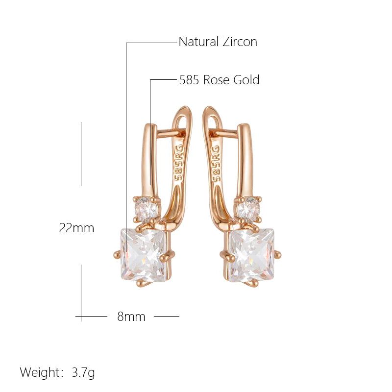 Geometric Rose Gold Natural Zircon Drop Earrings - Premium Quality Jewelry