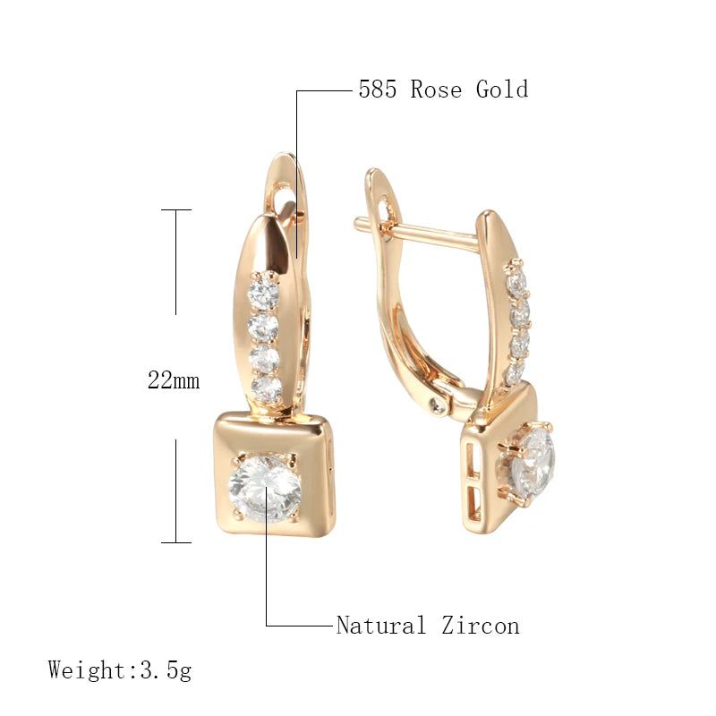 Geometric Rose Gold Plated Zircon Dangle Earrings for Elegant Occasions