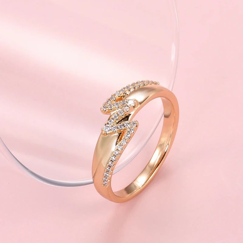 Geometric Waves Vintage Rose Gold Natural Zircon Cocktail Ring