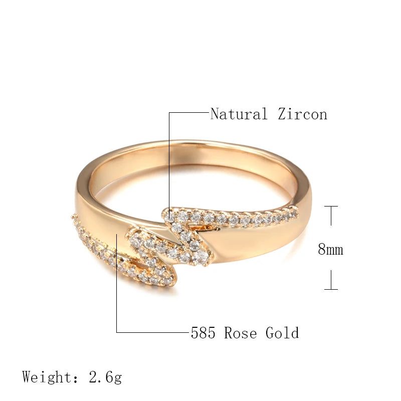 Geometric Waves Vintage Rose Gold Natural Zircon Cocktail Ring