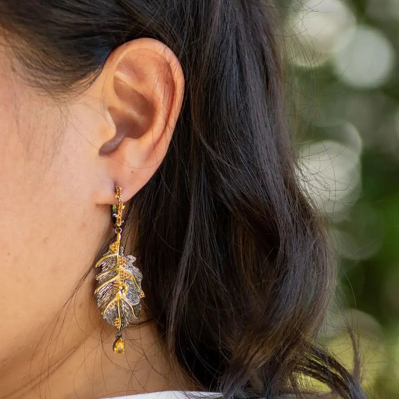 Georgia O'Keeffe Natural Citrine Drop Earrings for Women