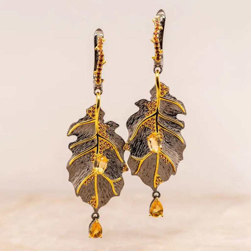 Georgia O'Keeffe Natural Citrine Drop Earrings for Women