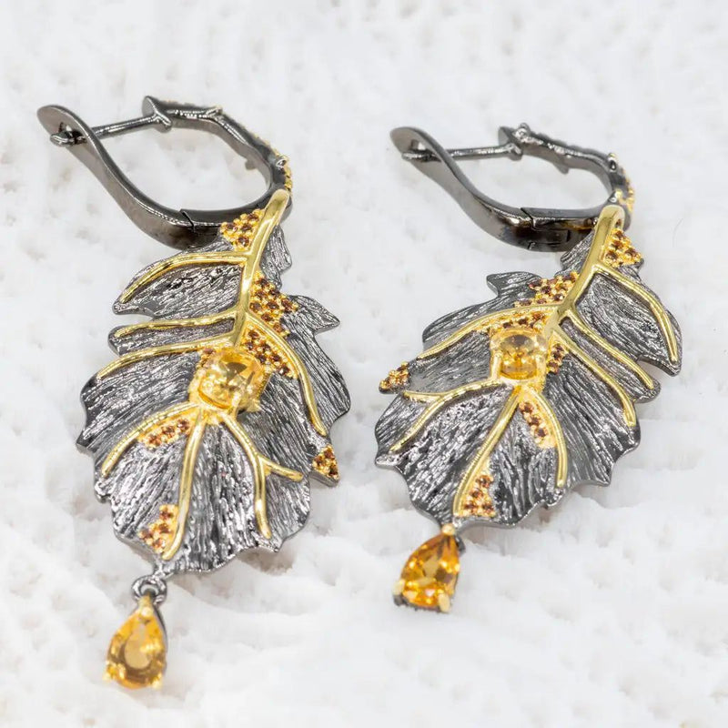 Georgia O'Keeffe Natural Citrine Drop Earrings for Women