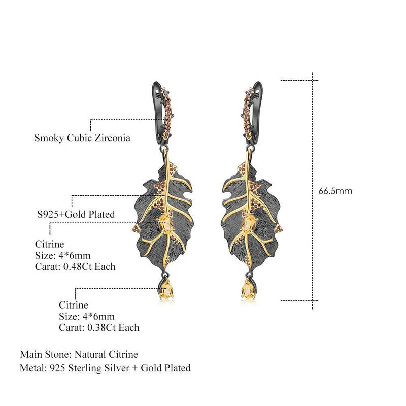 Georgia O'Keeffe Natural Citrine Drop Earrings for Women