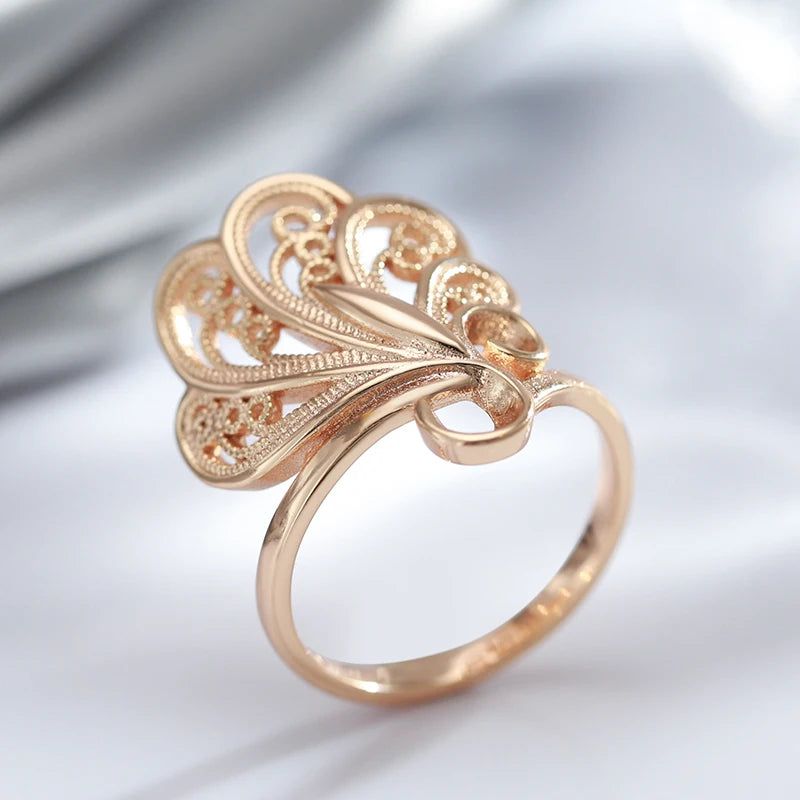 Glamorous 585 Rose Gold Ethnic Pattern Cocktail Ring - Stylish Big Jewelry Statement