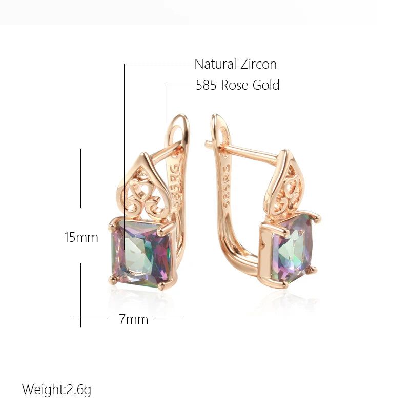 Glamorous Geometric Natural Zircon Drop Earrings in Antique Gold Finish – Luxury Fashion Jewelry for Special Occasions