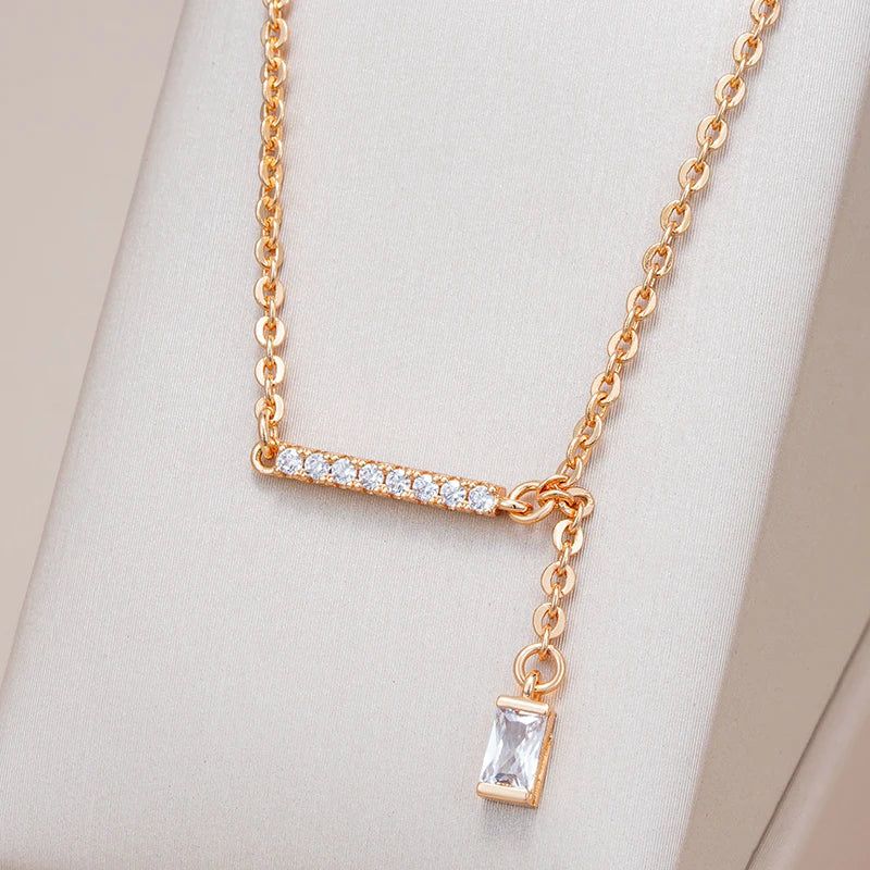 Glamorous Geometric Natural Zircon Pendant Necklace in 585 Rose Gold for Timeless Style