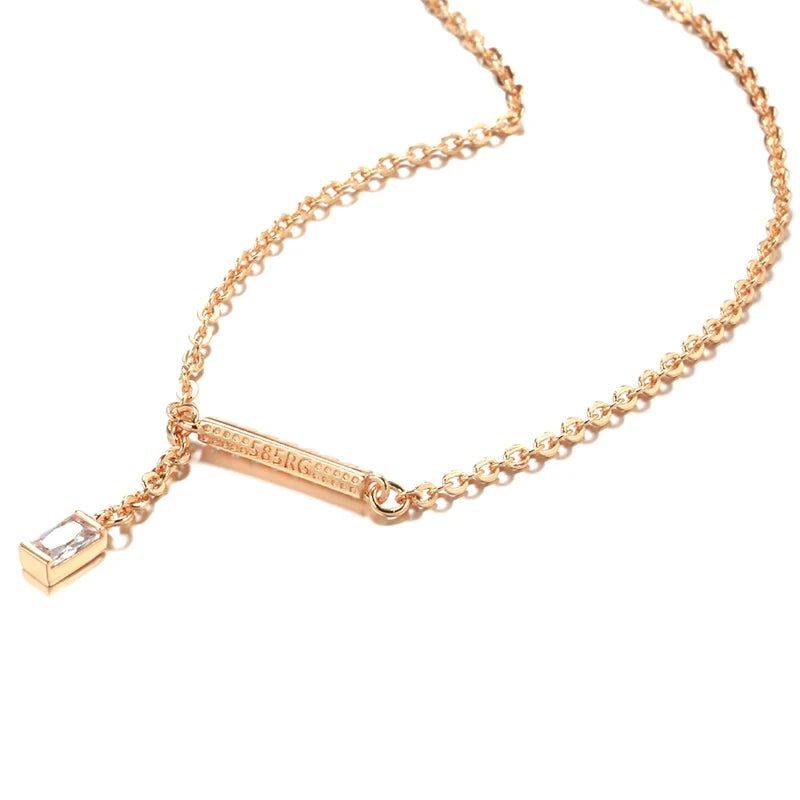 Glamorous Geometric Natural Zircon Pendant Necklace in 585 Rose Gold for Timeless Style