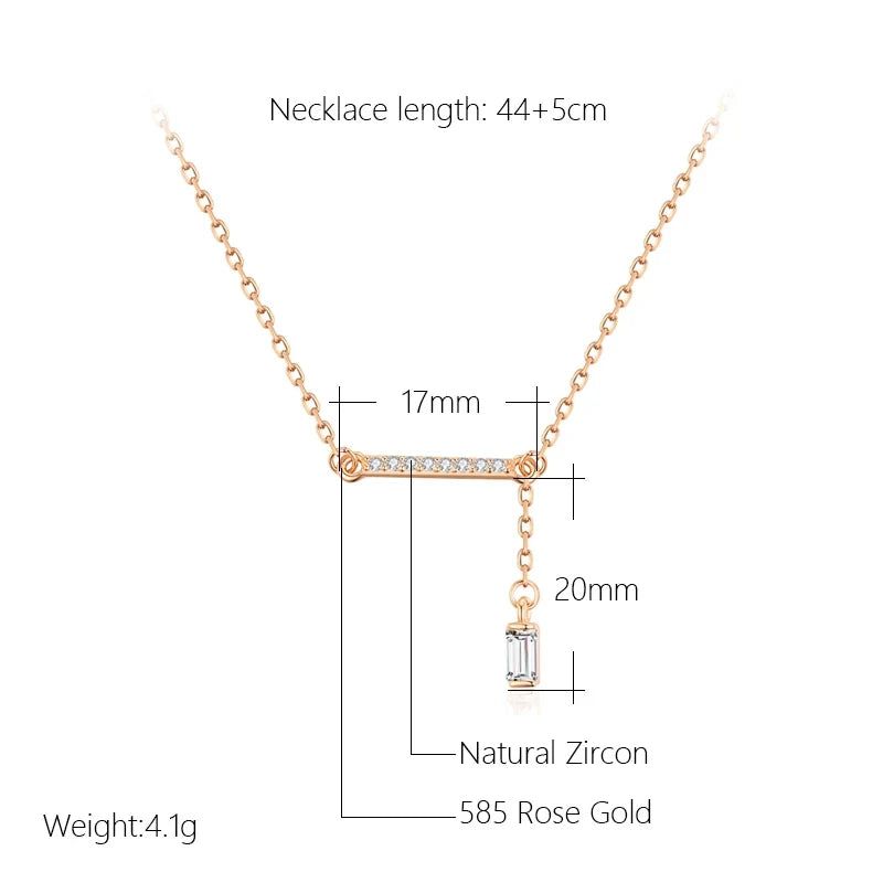 Glamorous Geometric Natural Zircon Pendant Necklace in 585 Rose Gold for Timeless Style