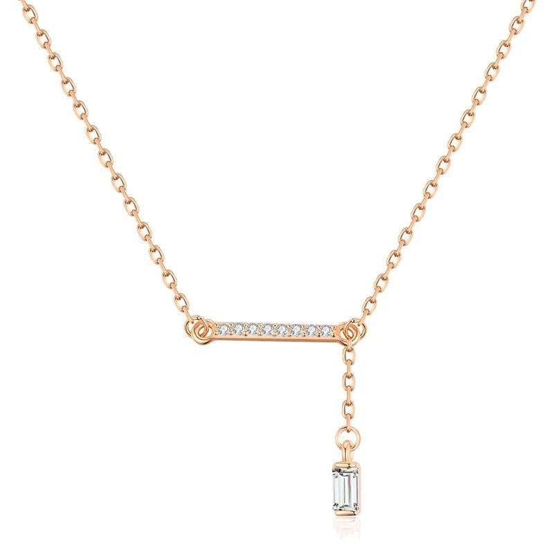 Glamorous Geometric Natural Zircon Pendant Necklace in 585 Rose Gold for Timeless Style