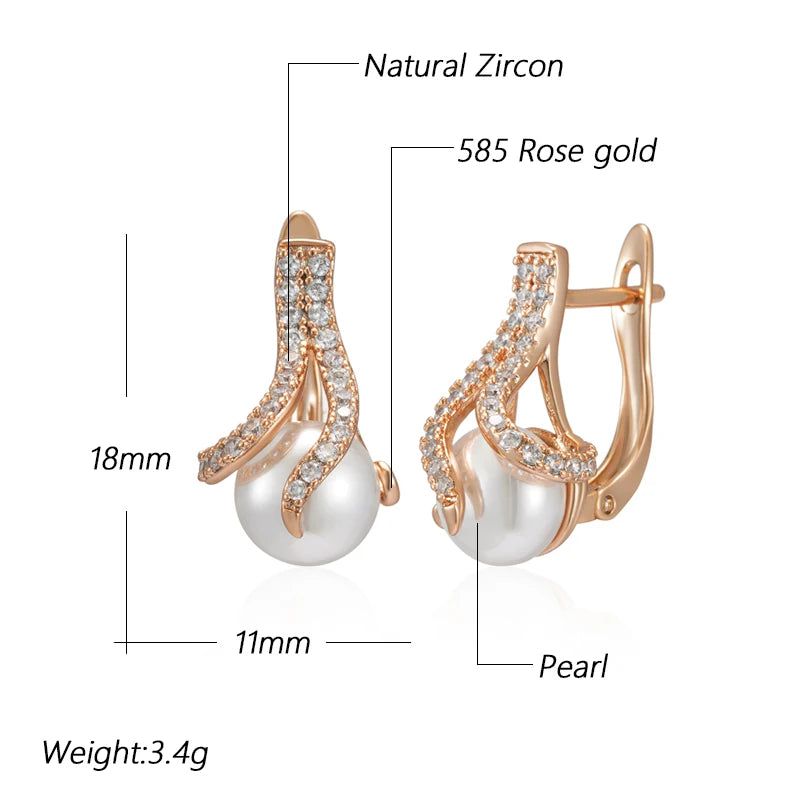 Glamorous Geometric Pearl Earrings in 585 Rose Gold - Unique Bridal Jewelry for 2024