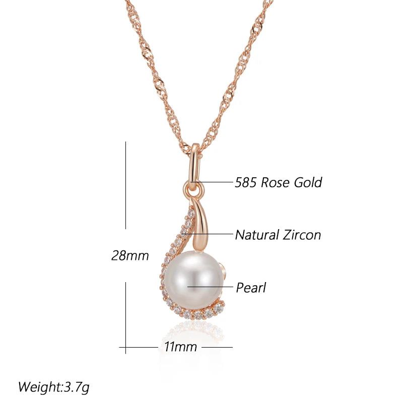 Glamorous Geometric Pearl Pendant Necklace in 585 Rose Gold - Timeless Jewelry for Every Occasion 2024