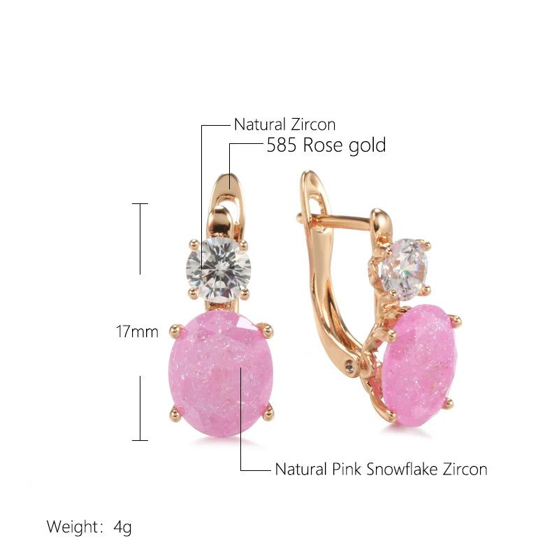 Glamorous Geometric Pink Zircon Drop Earrings in Rose Gold - Trendy Jewelry Collection