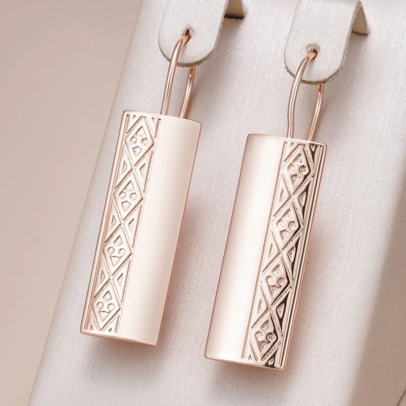 Glamorous Geometric Rose Gold Dangle Earrings – High-Quality Fashion Jewelry