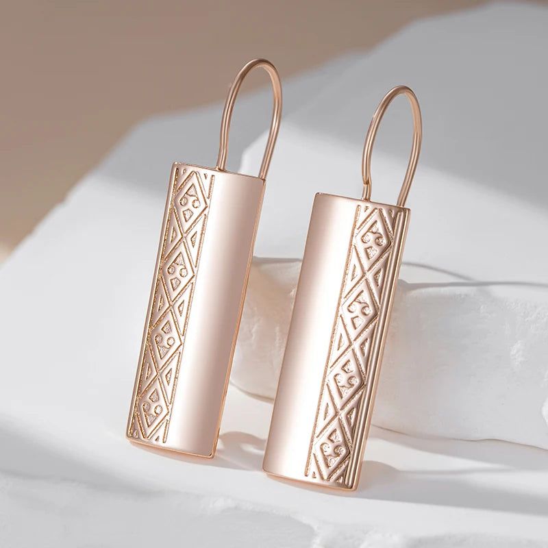 Glamorous Geometric Rose Gold Dangle Earrings – High-Quality Fashion Jewelry