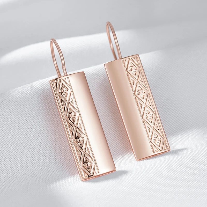 Glamorous Geometric Rose Gold Dangle Earrings – High-Quality Fashion Jewelry