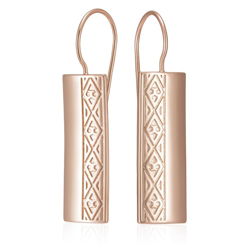 Glamorous Geometric Rose Gold Dangle Earrings – High-Quality Fashion Jewelry