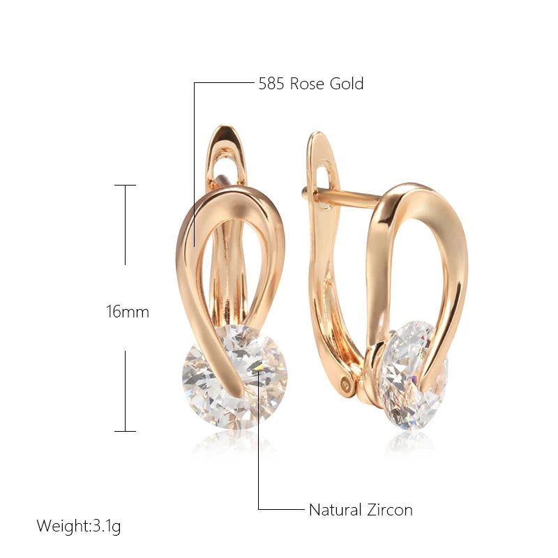 Glamorous Geometric Rose Gold Drop Earrings with Black Natural Zircon for Modern Women