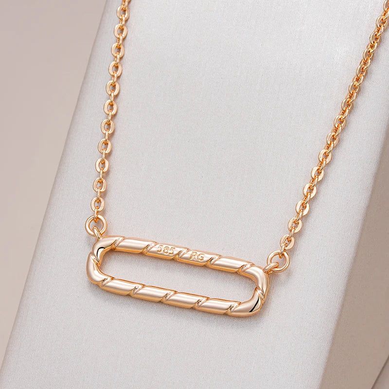 Glamorous Geometric Rose Gold Pendant Necklace with Diamond Accents - High Quality Luxury Jewelry