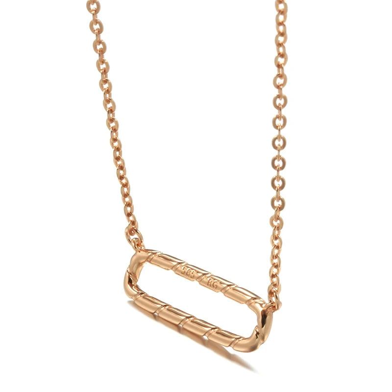 Glamorous Geometric Rose Gold Pendant Necklace with Diamond Accents - High Quality Luxury Jewelry